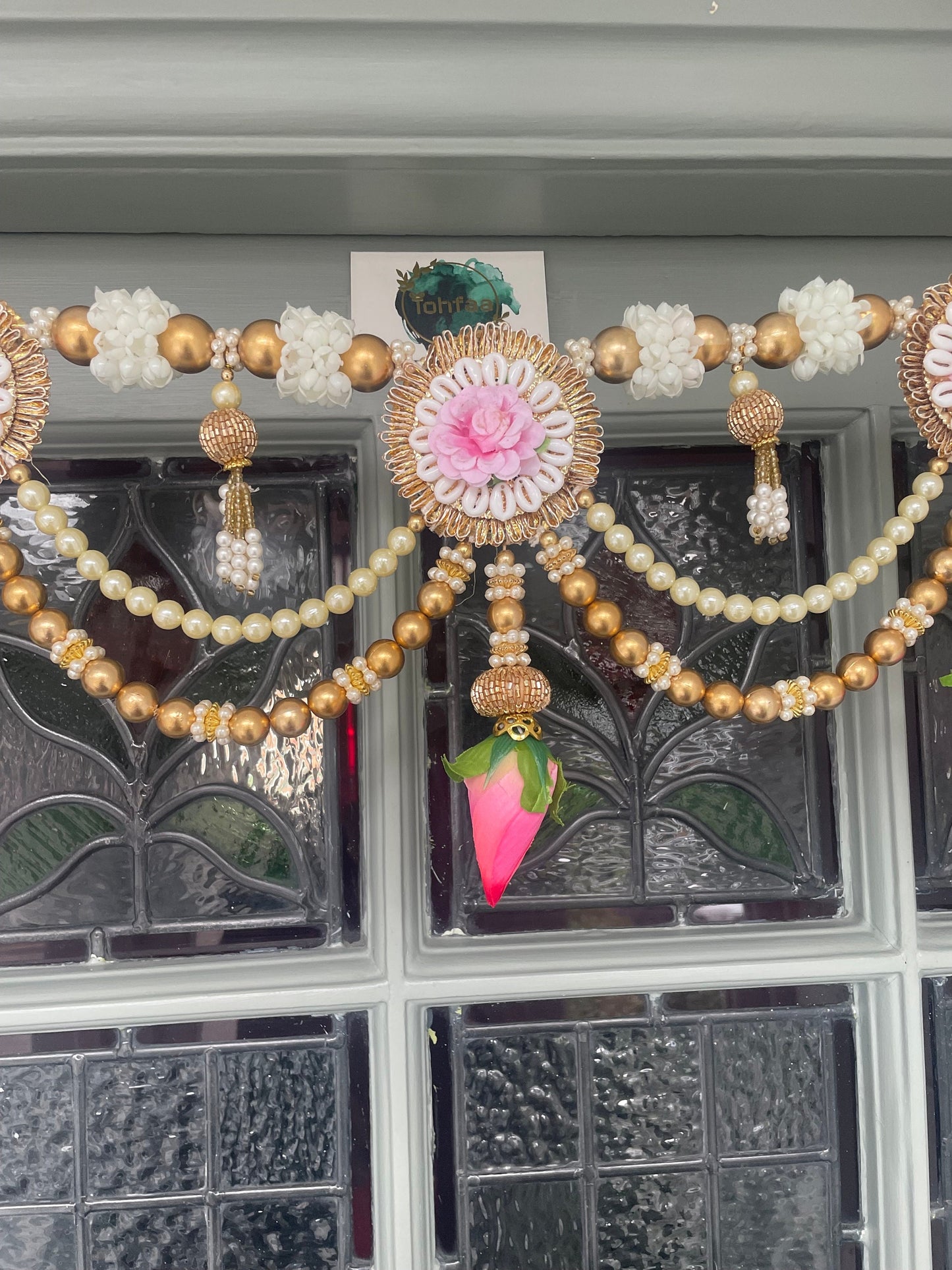 Home Decorations Toran Thiran Door Hanging Pearls Beads Jhumka Style Latkan with Side hanging Decorations for the Front Door Housewarming