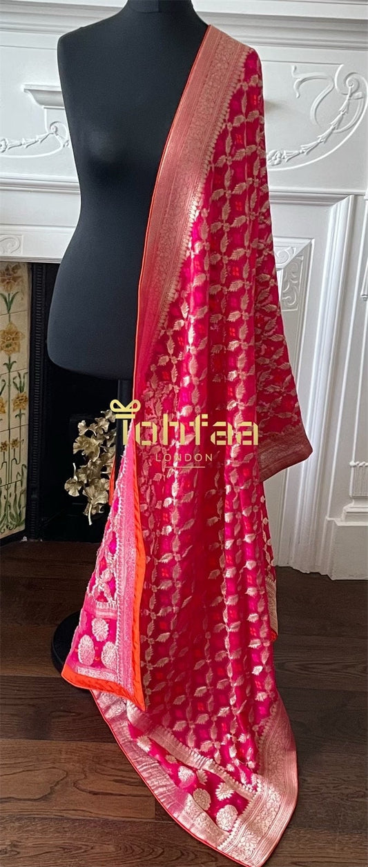 Magenta Bandhej Banarsi Duppattas Scarf Chunni Chunri Odhni update Salwar Kameez Lehengas Kurtis Karvachauth Festive Season