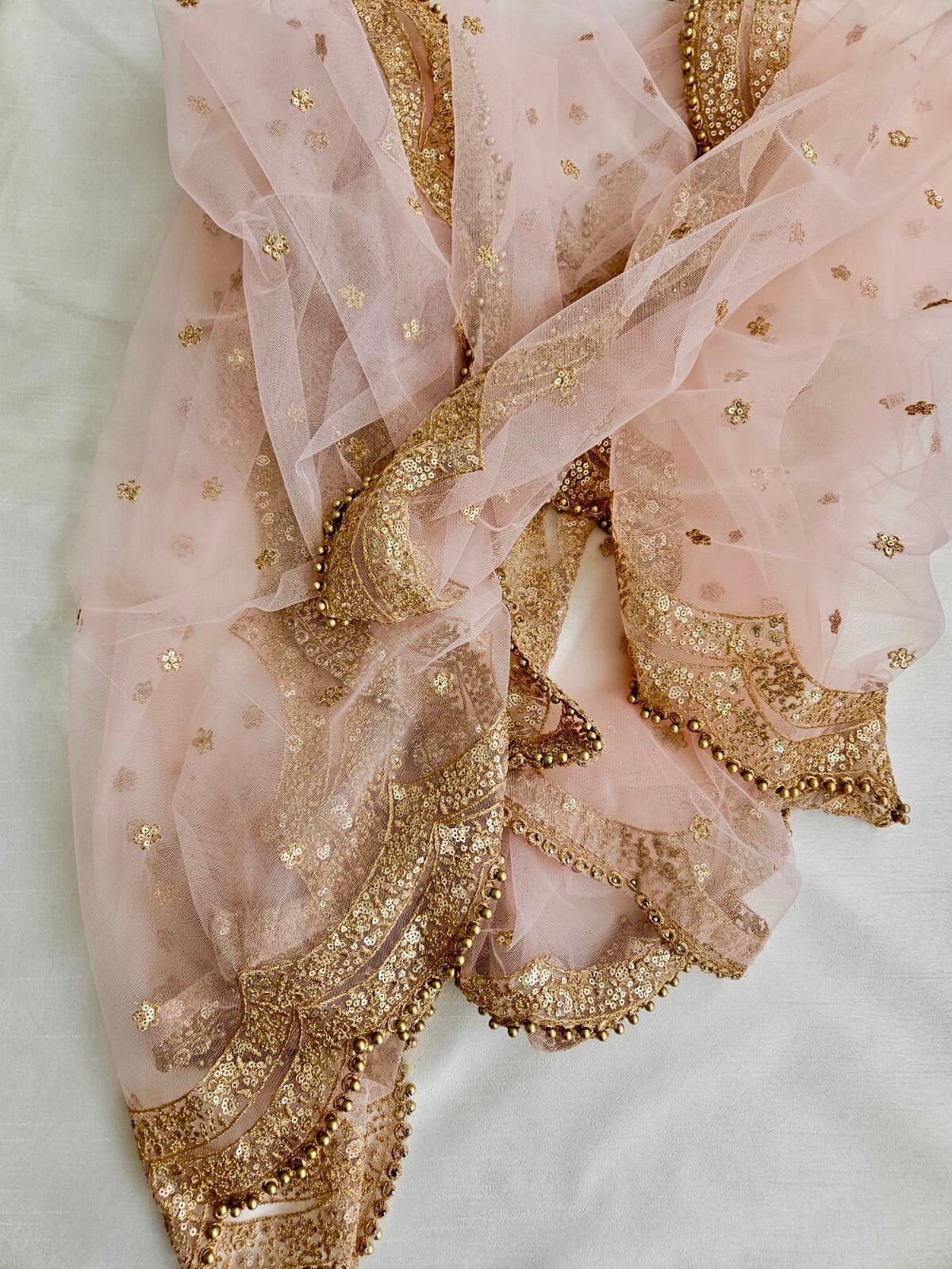 Baby Pink Net Duppattas scallop Sequin border Scarf Chunni Chunri Odhni Eid Outfit update Salwar Kameez Pastels Dupatta
