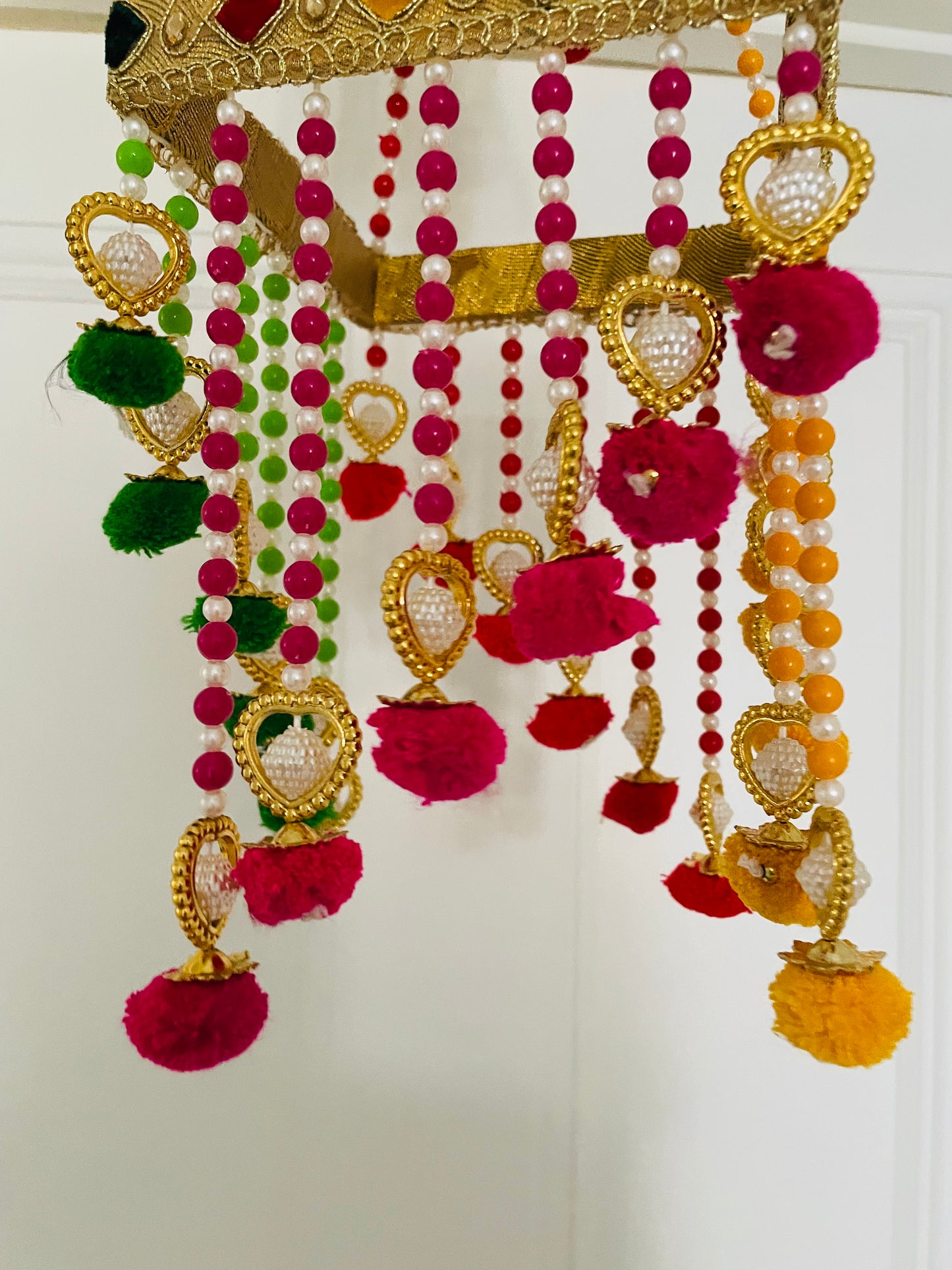 Pom Pom Colourful Jhoomar Home Decorations Jhoomar Door Hanging Pearls Beads Jhumka Style Latkan Diwalidecor Homedecor